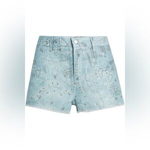 IRO Paris Omiandato Paisley-Print Linen Shorts Size 34